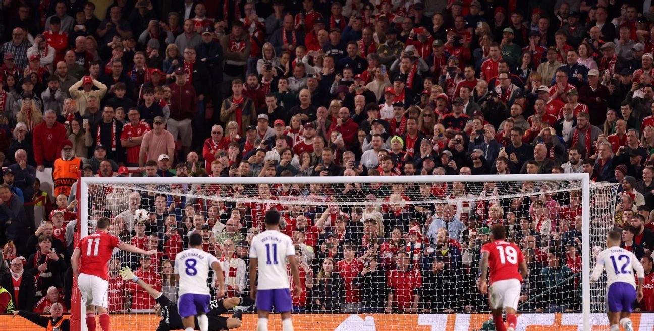Nottingham Forest vs Aston Villa: Wood penalty hands hosts semifinal first leg win, Palace dominate Shakhtar - as it happened