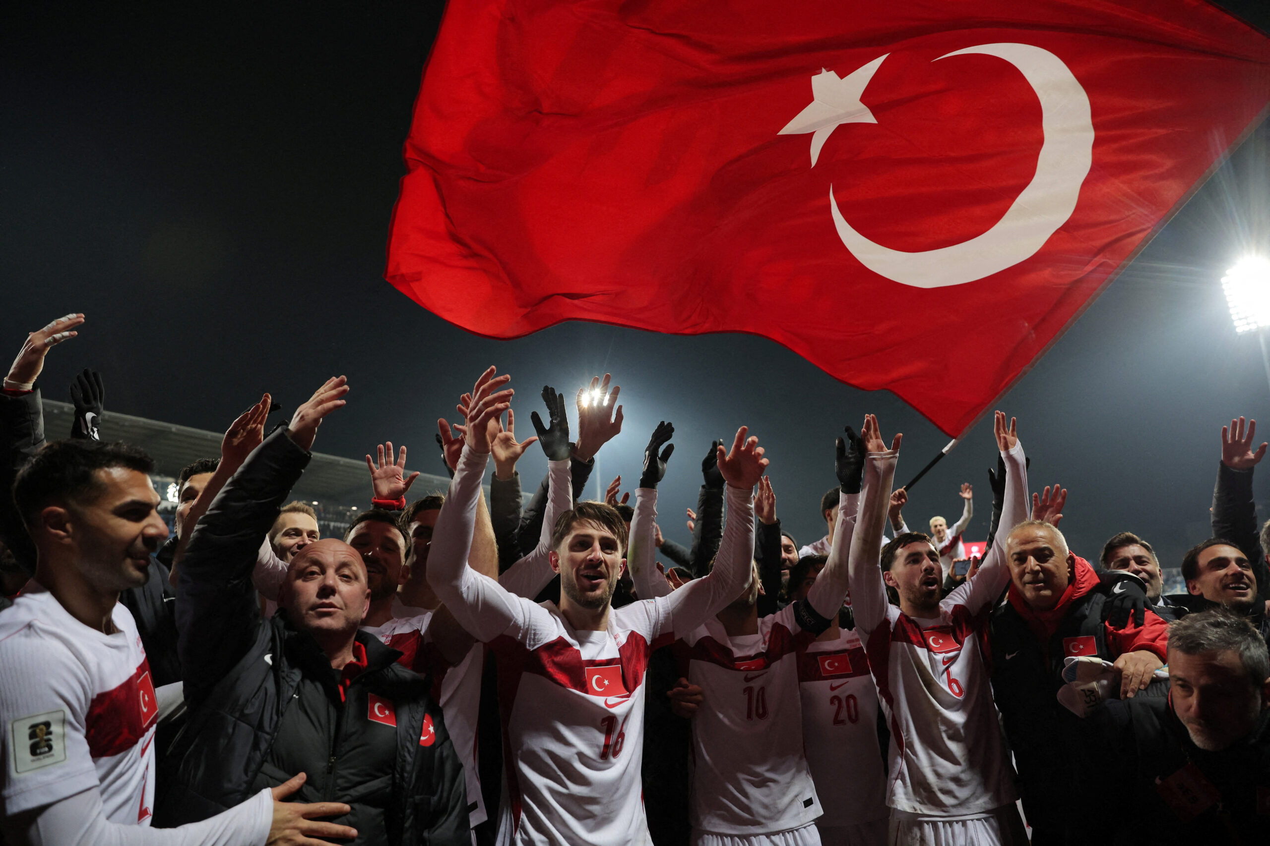 Türkiye players celebrate qualifying for the 2026 World Cup
