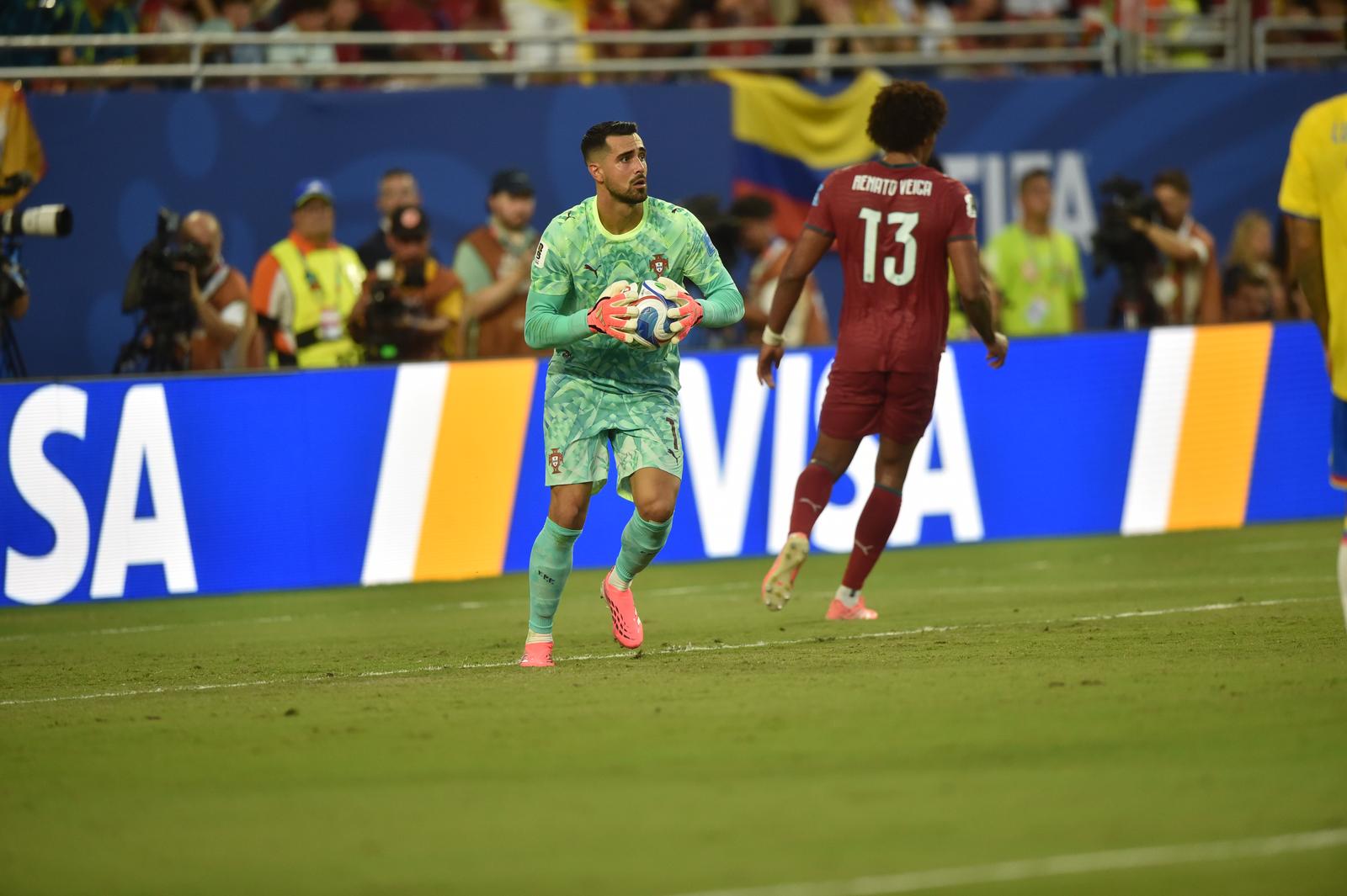 Diogo Costa makes a save for Portugal during the 0-0 World Cup 2026 draw with Colombia in Miami