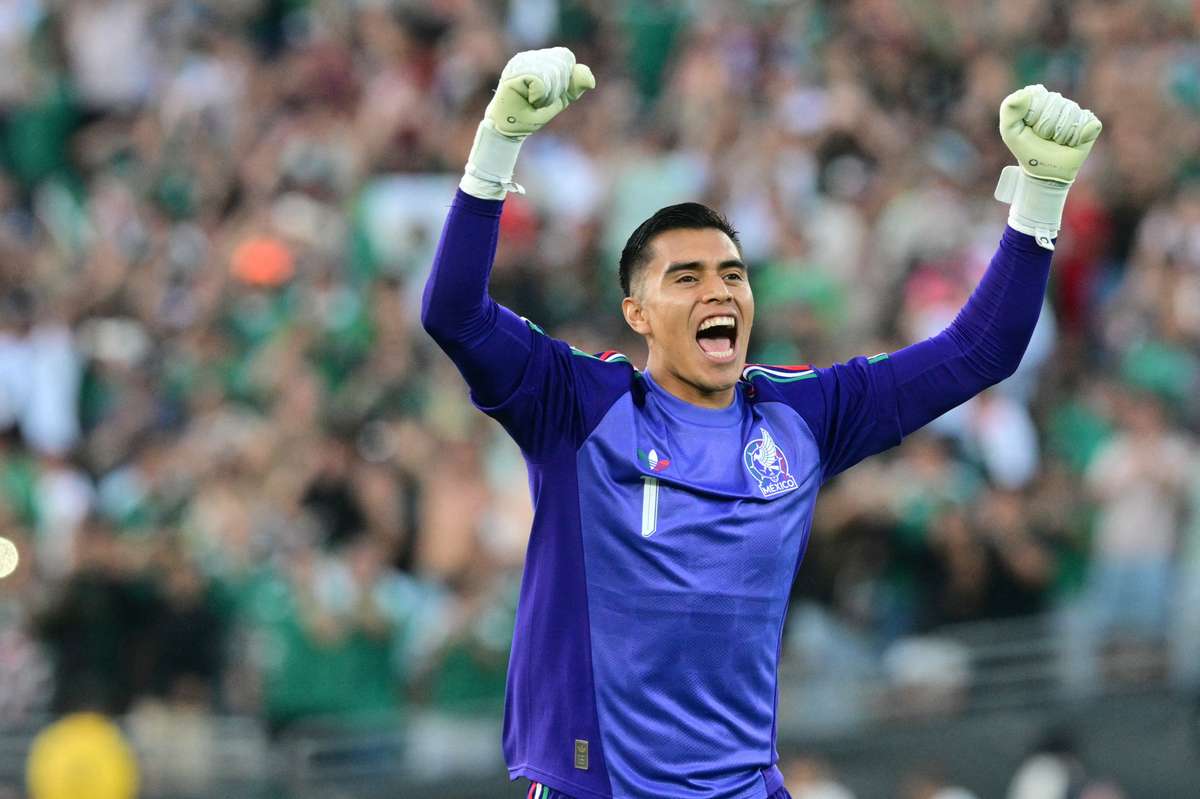 Mexico goalkeeper Raul Rangel celebrates against Australia in their final World Cup warm-up