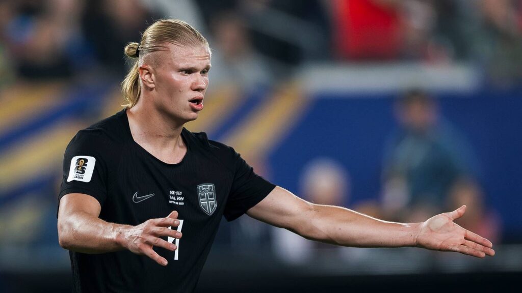 Norway's Erling Haaland in the national team's black kit ahead of the 2026 World Cup Round of 32 tie with Ivory Coast.