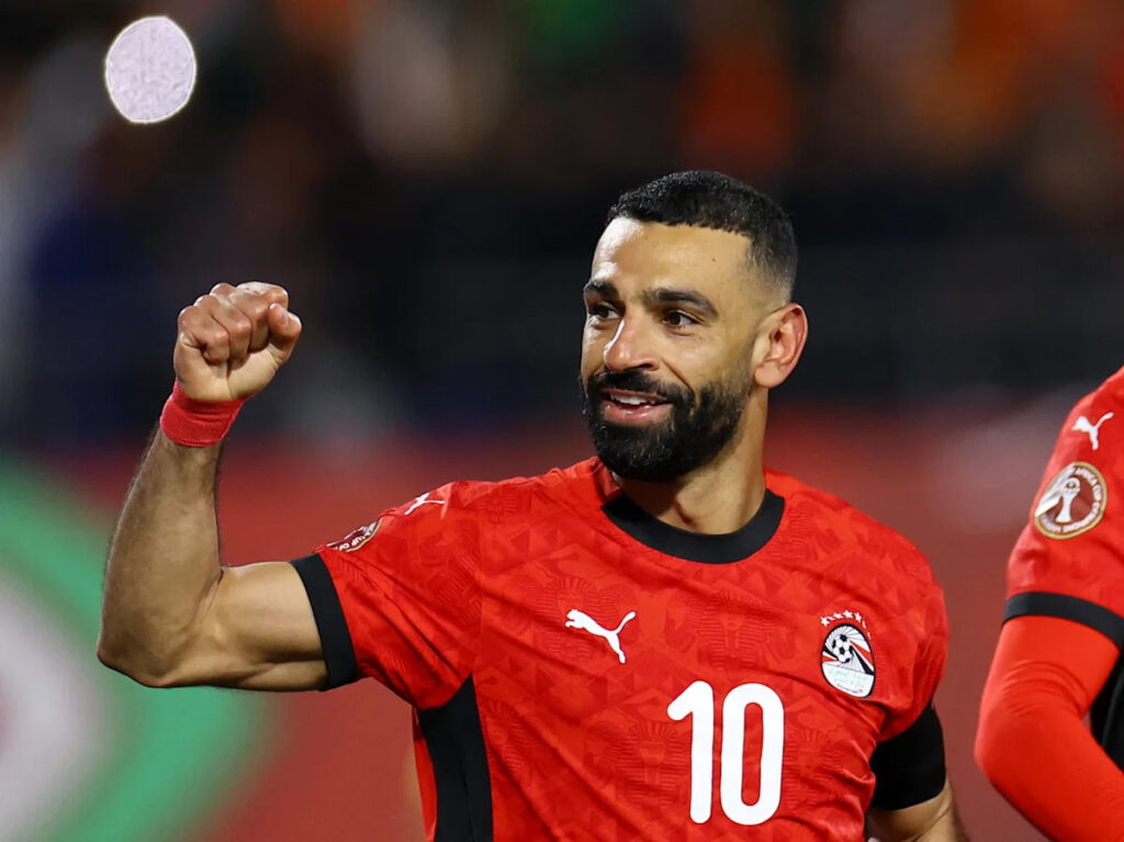 Mohamed Salah celebrating for the Egypt national team