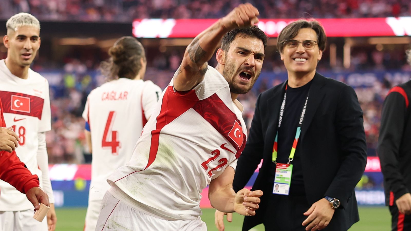 Kaan Ayhan celebrates his stoppage-time winner as Türkiye beat USA 3-2 at the 2026 World Cup