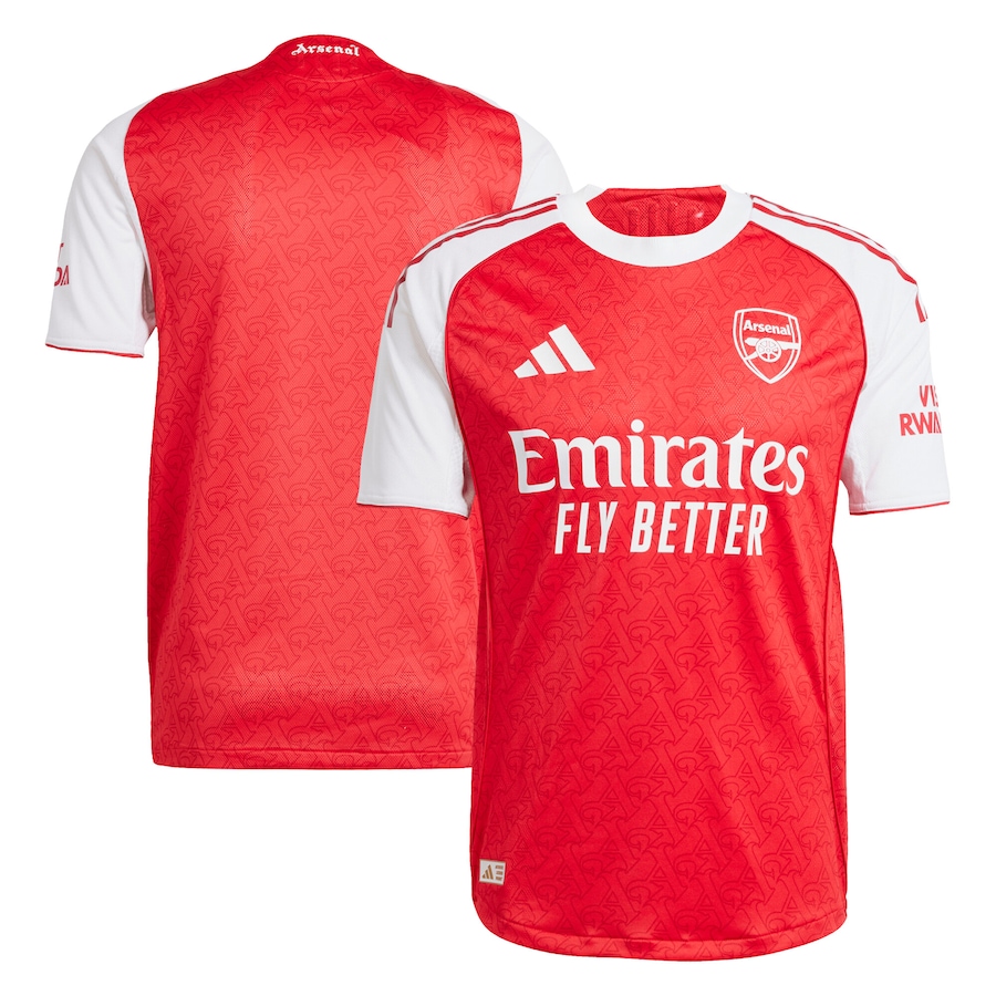 Arsenal adidas 2025/26 home shirt, front and back