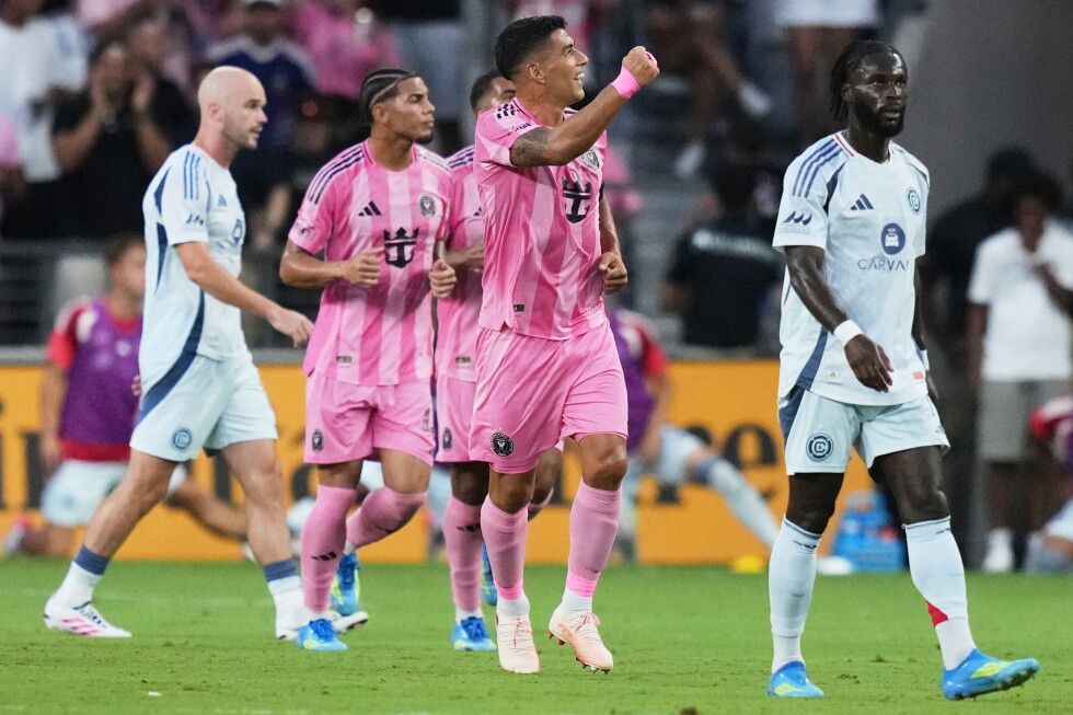 Chicago Fire players react as Inter Miami celebrate during their 3-2 MLS win over the Fire on July 22, 2026