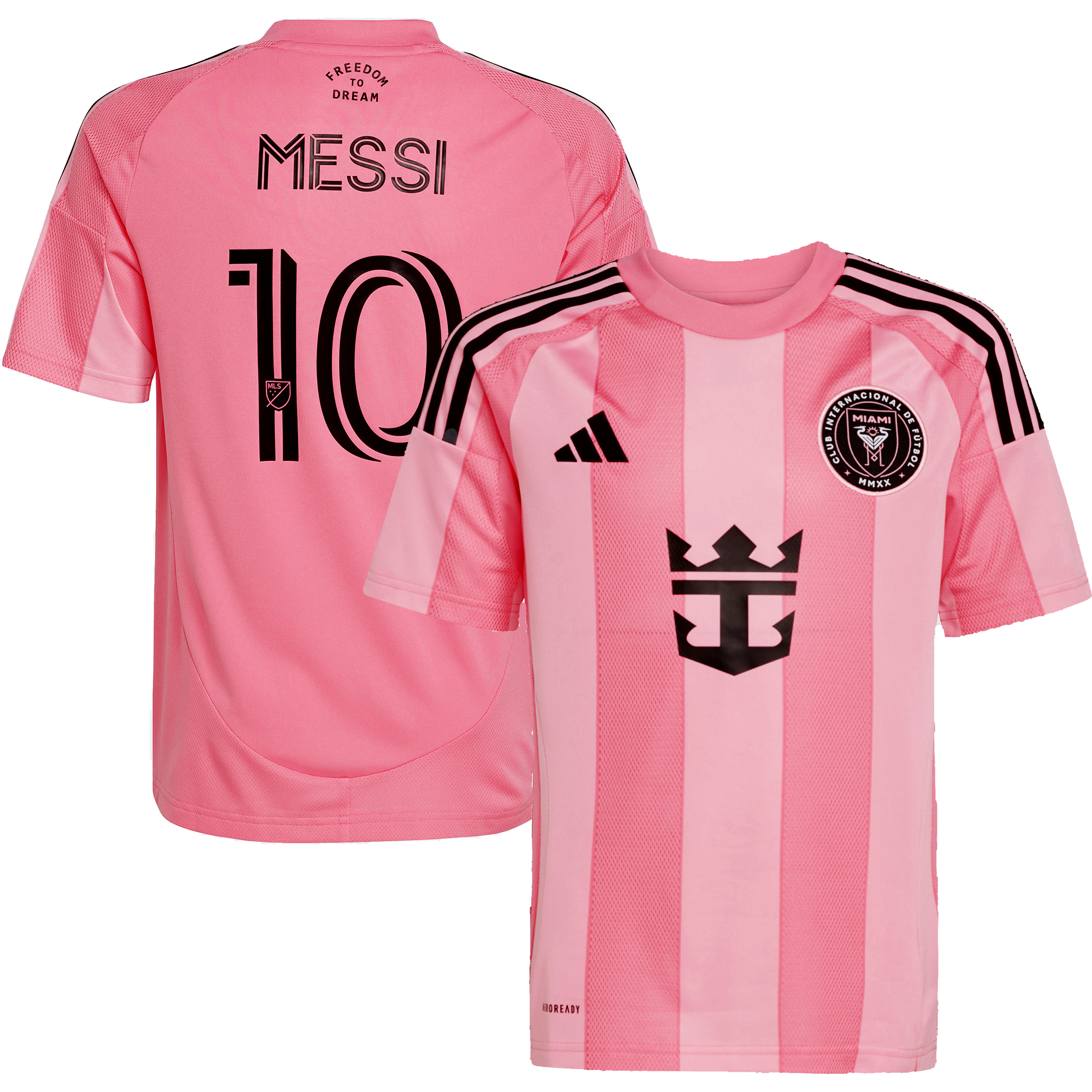 Inter Miami Messi kids jersey, pink home edition with the MESSI 10 print
