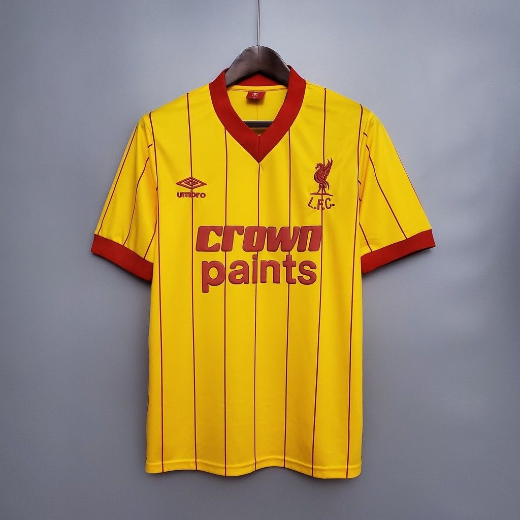 A collection of classic Liverpool home shirts spanning several decades