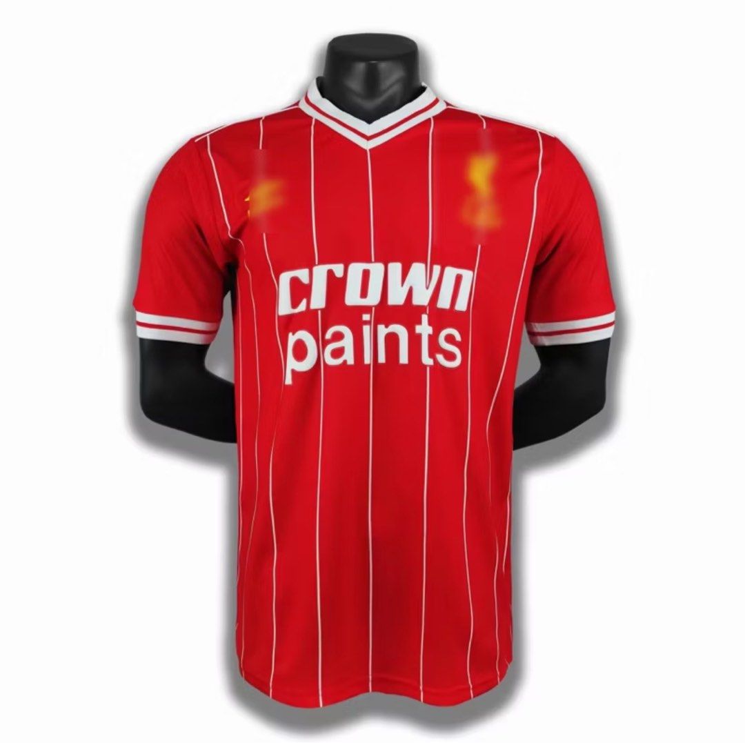 Classic Liverpool home shirts from the 1980s including the Crown Paints kit