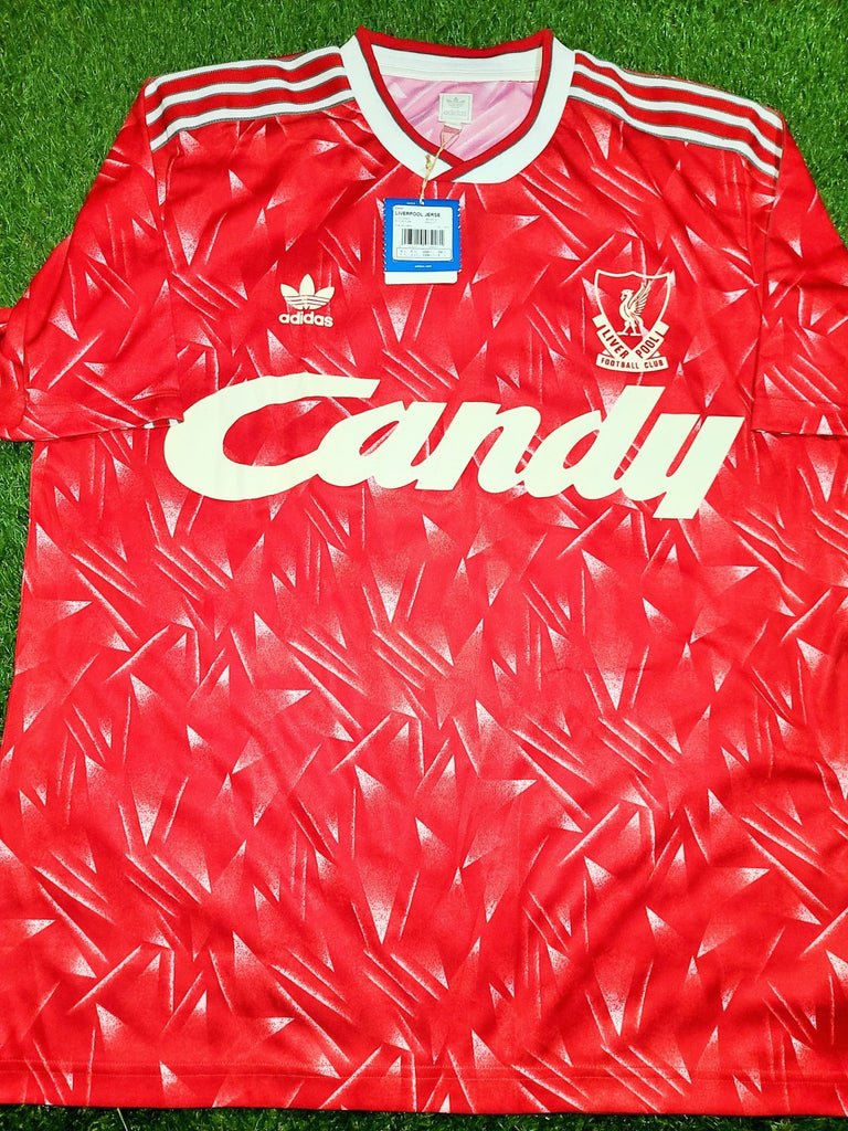 The 1989-91 Liverpool Candy home shirt with its geometric pattern