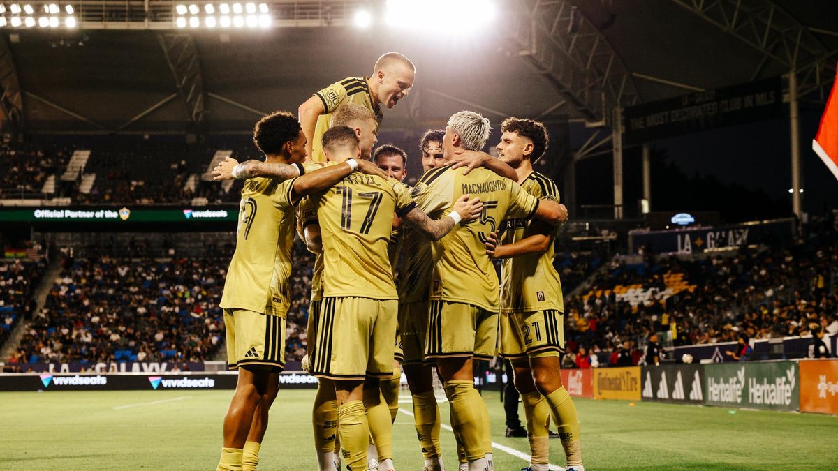 St. Louis City players celebrate against LA Galaxy, July 2026