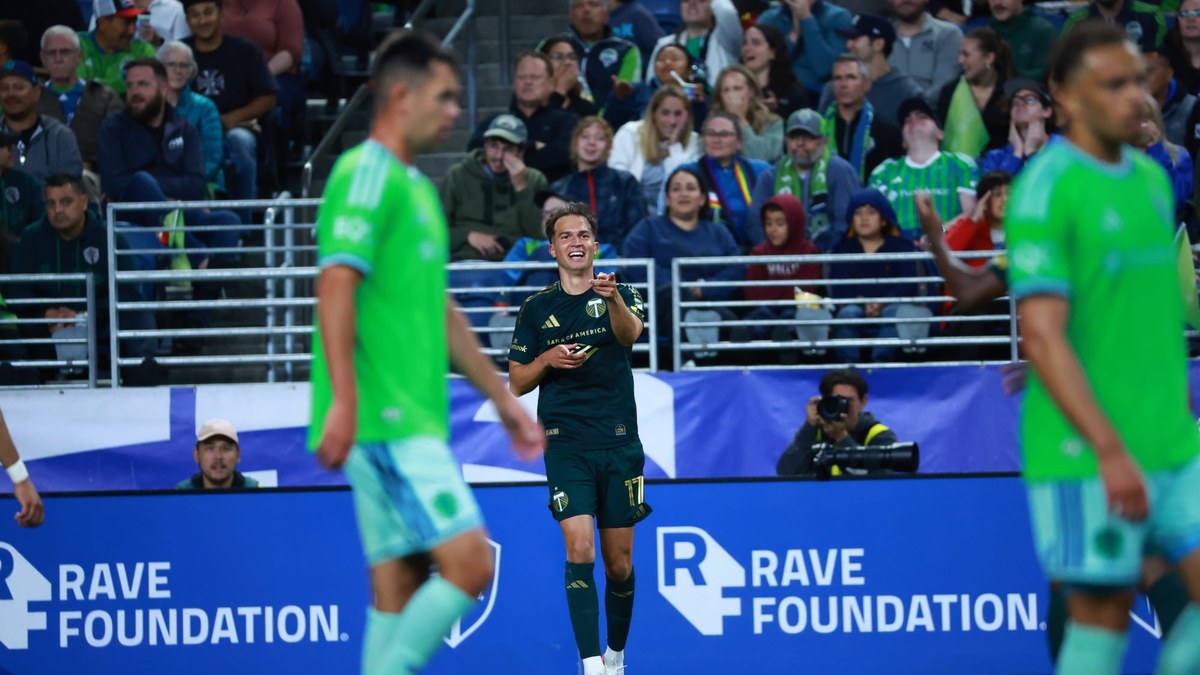 Portland Timbers midfielder gestures during an MLS away match, July 2026