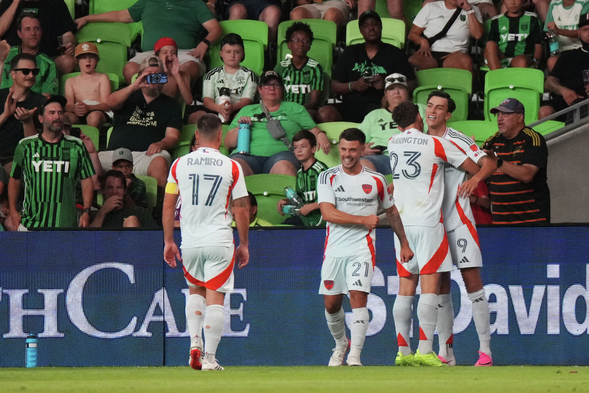 FC Dallas players celebrate a goal