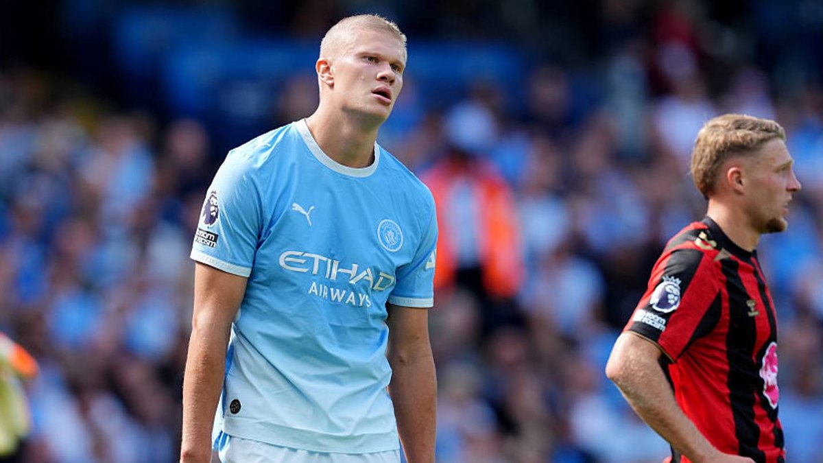 Erling Haaland during Manchester City's Premier League opener against Bournemouth in August 2026