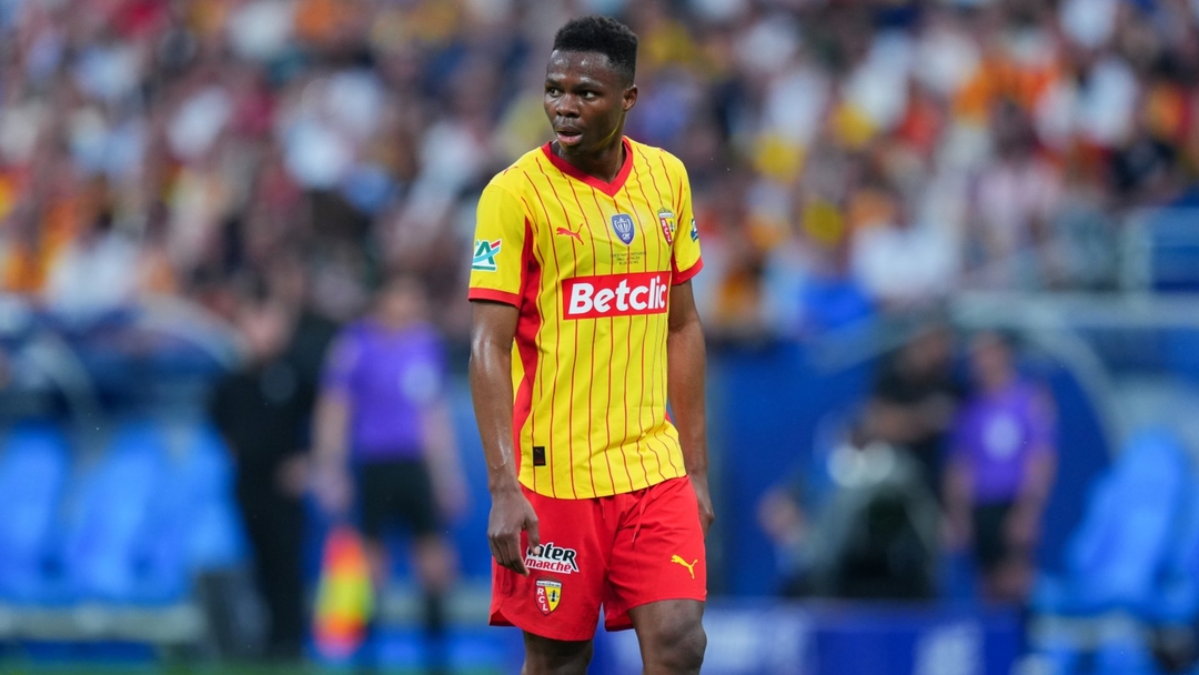 Mamadou Sangare in the RC Lens shirt during the 2025-26 season before his club-record move to Brentford