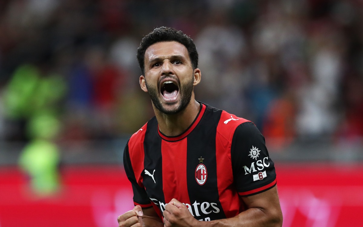 Gonçalo Ramos celebrates during AC Milan vs Venezia
