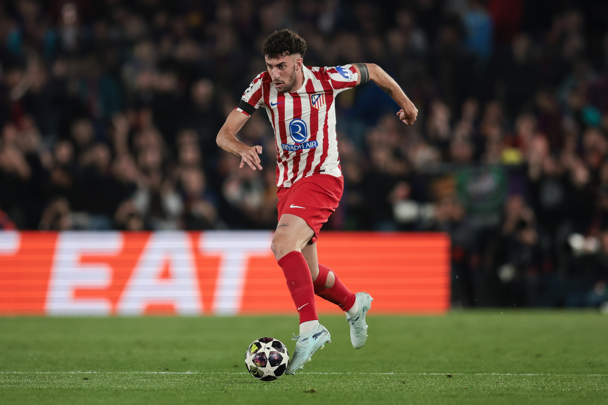 Matteo Ruggeri on the ball for Atletico Madrid in the Champions League