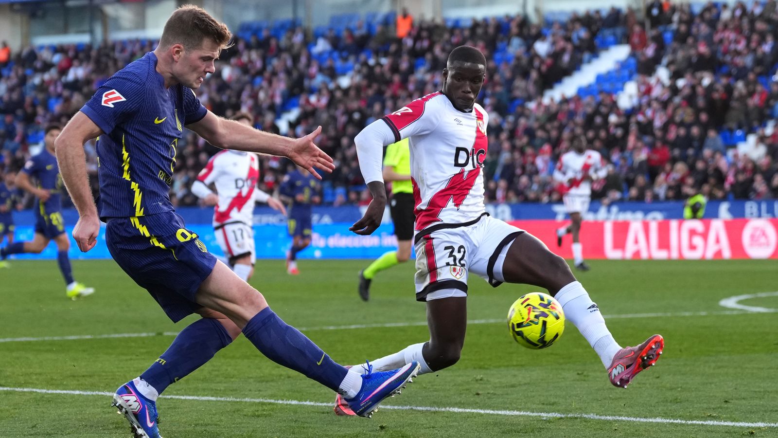 Nobel Mendy controls the ball for Rayo Vallecano in LaLiga before his club-record move to Hull City