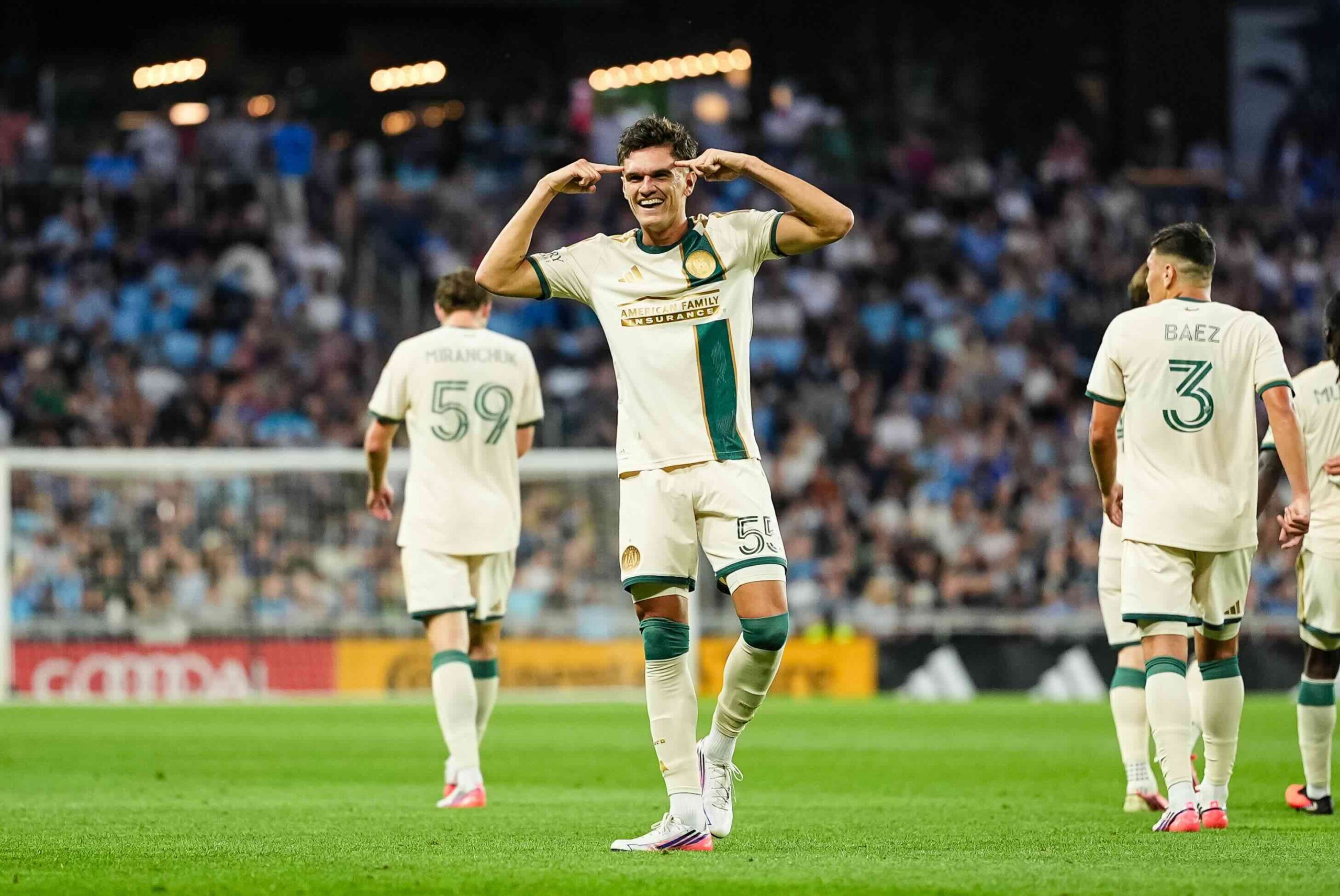 Tomas Jacob celebrates his 37th-minute goal for Atlanta United at Minnesota United