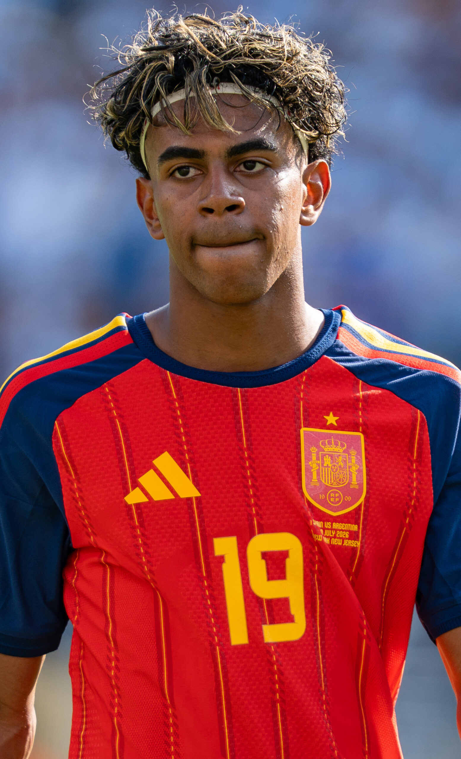 Lamine Yamal in the Spain home shirt during the 2026 World Cup final against Argentina